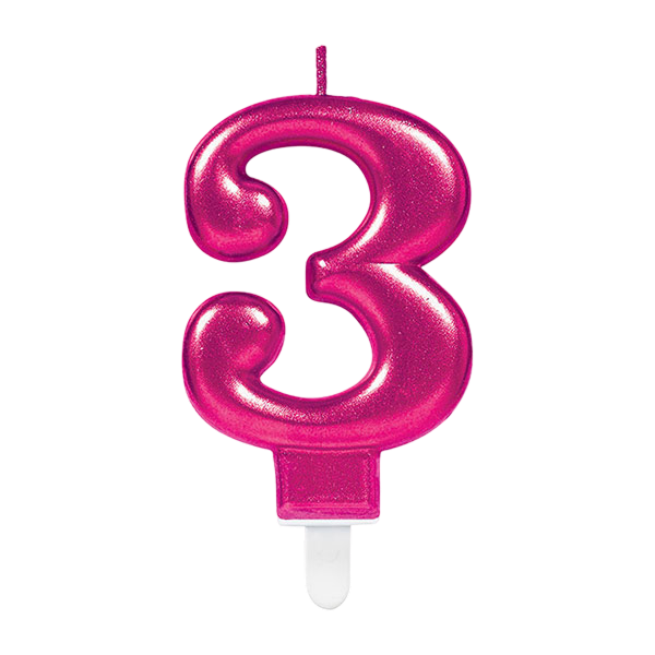 Candle Number 3  Pink